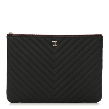 Chanel Caviar Chevron Quilted Medium Cosmetic Case Black 1 of 7