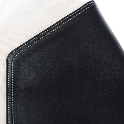 Celine Canvas Smooth Calfskin Frame Tote Black White 11 of 15