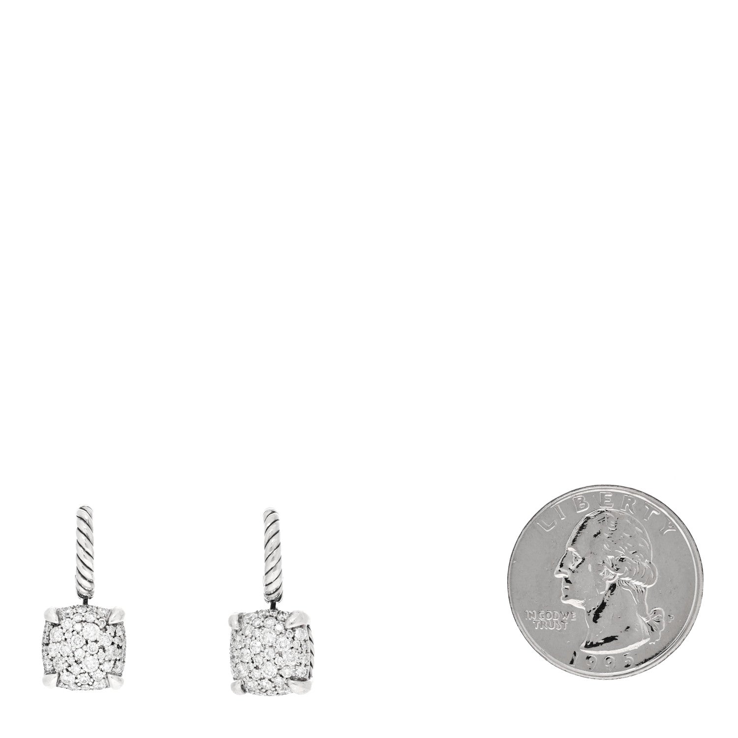 David Yurman Sterling Silver Diamond 10mm Chatelaine Drop Earrings 2 of 4
