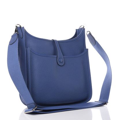 Hermes Taurillon Clemence Evelyne III PM Bleu Brighton 3 of 11