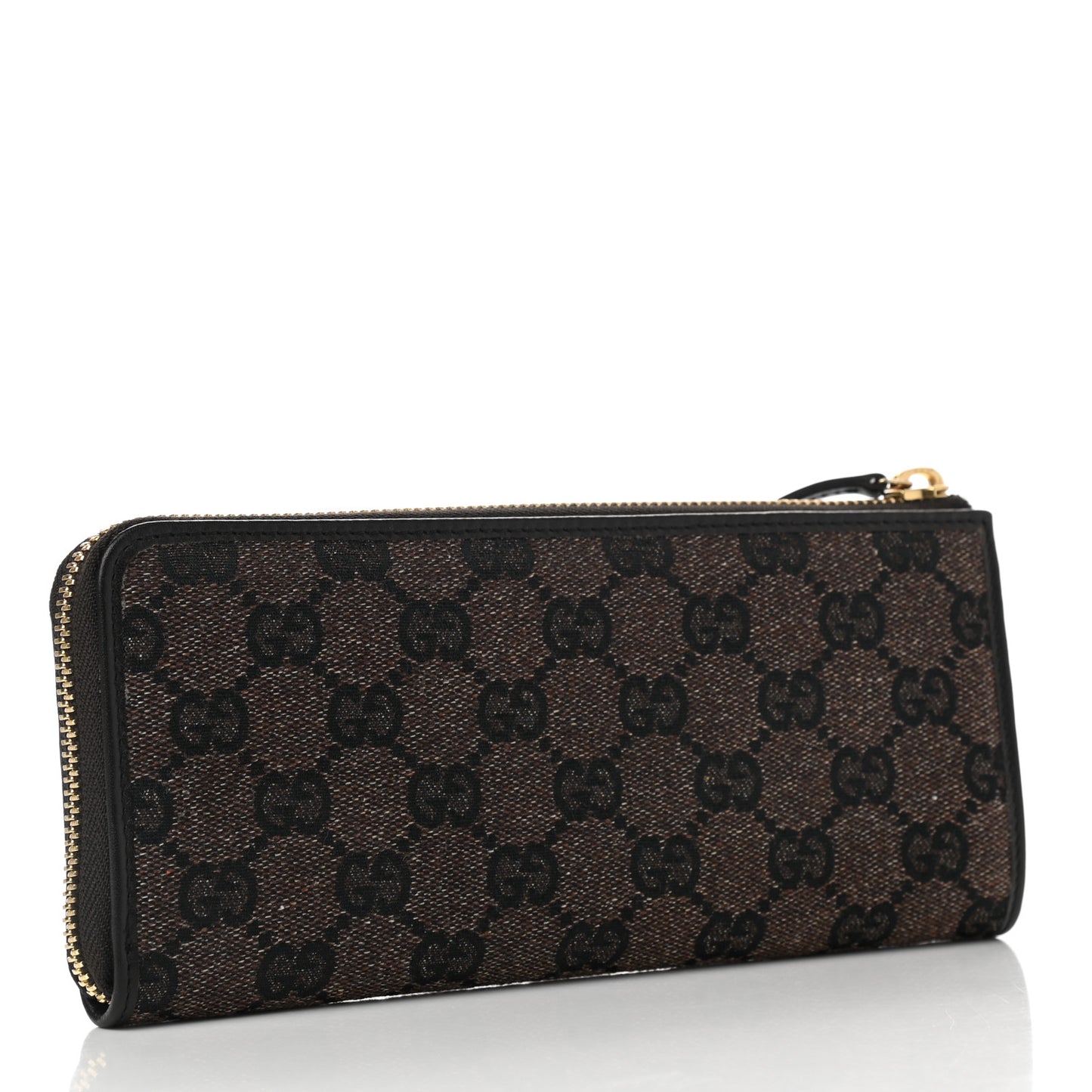Metallic Monogram Zip Around Wallet Brown