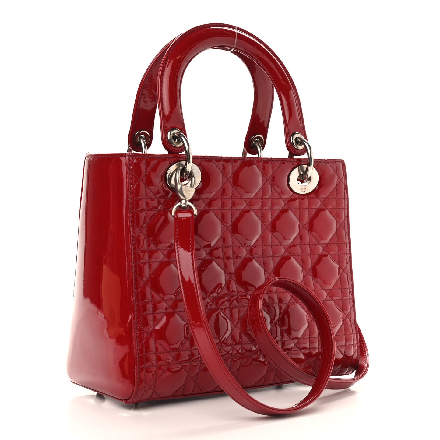 Patent Cannage Medium Lady Dior Red