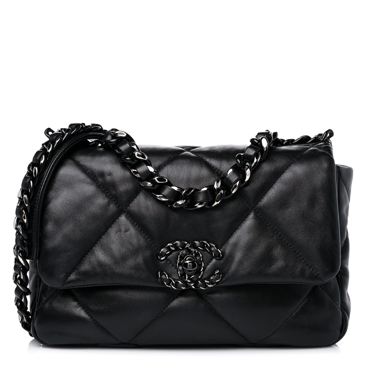 Lambskin Quilted Medium Chanel 19 Flap So Black