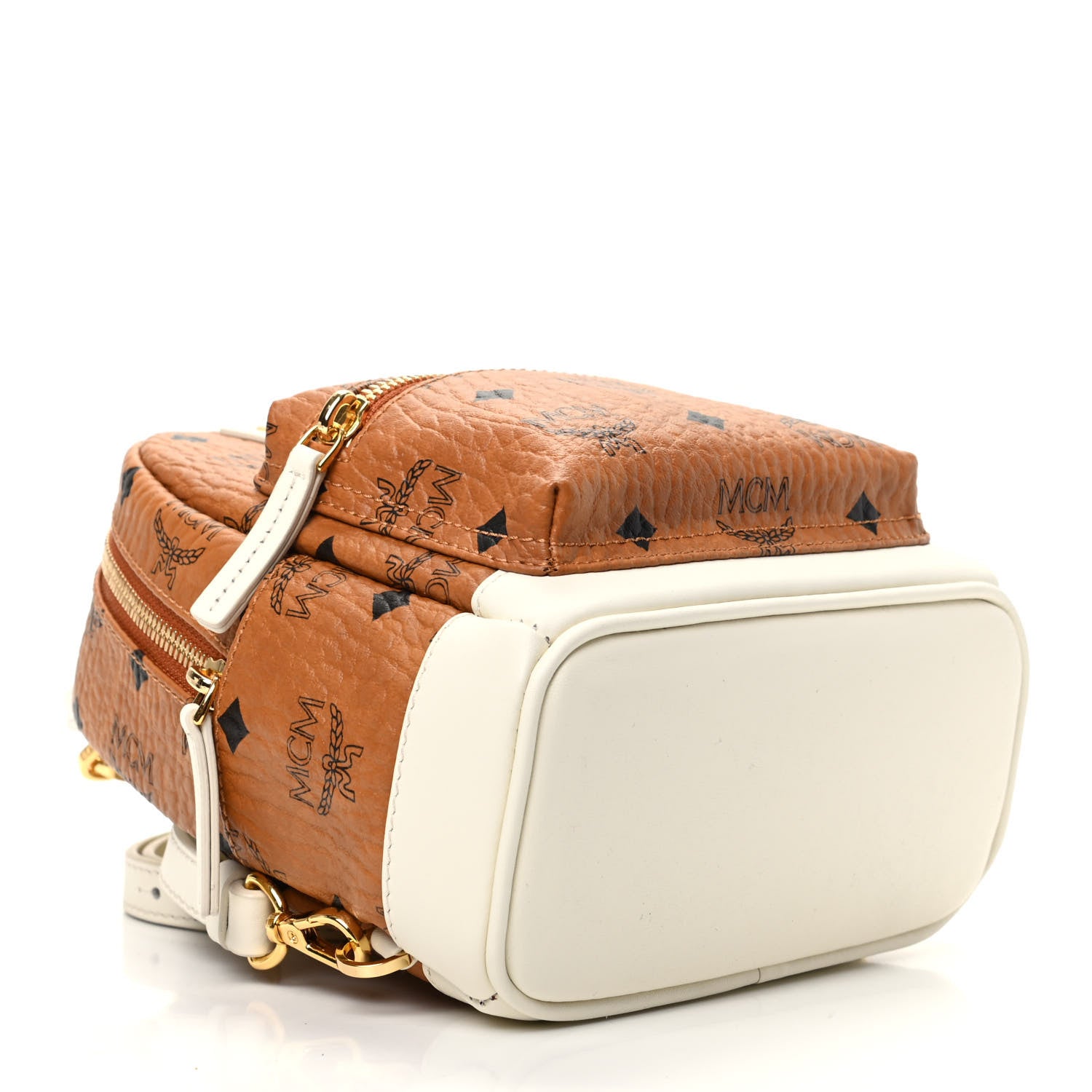 MCM Visetos X-Mini Stark Backpack Cognac White 4 of 9