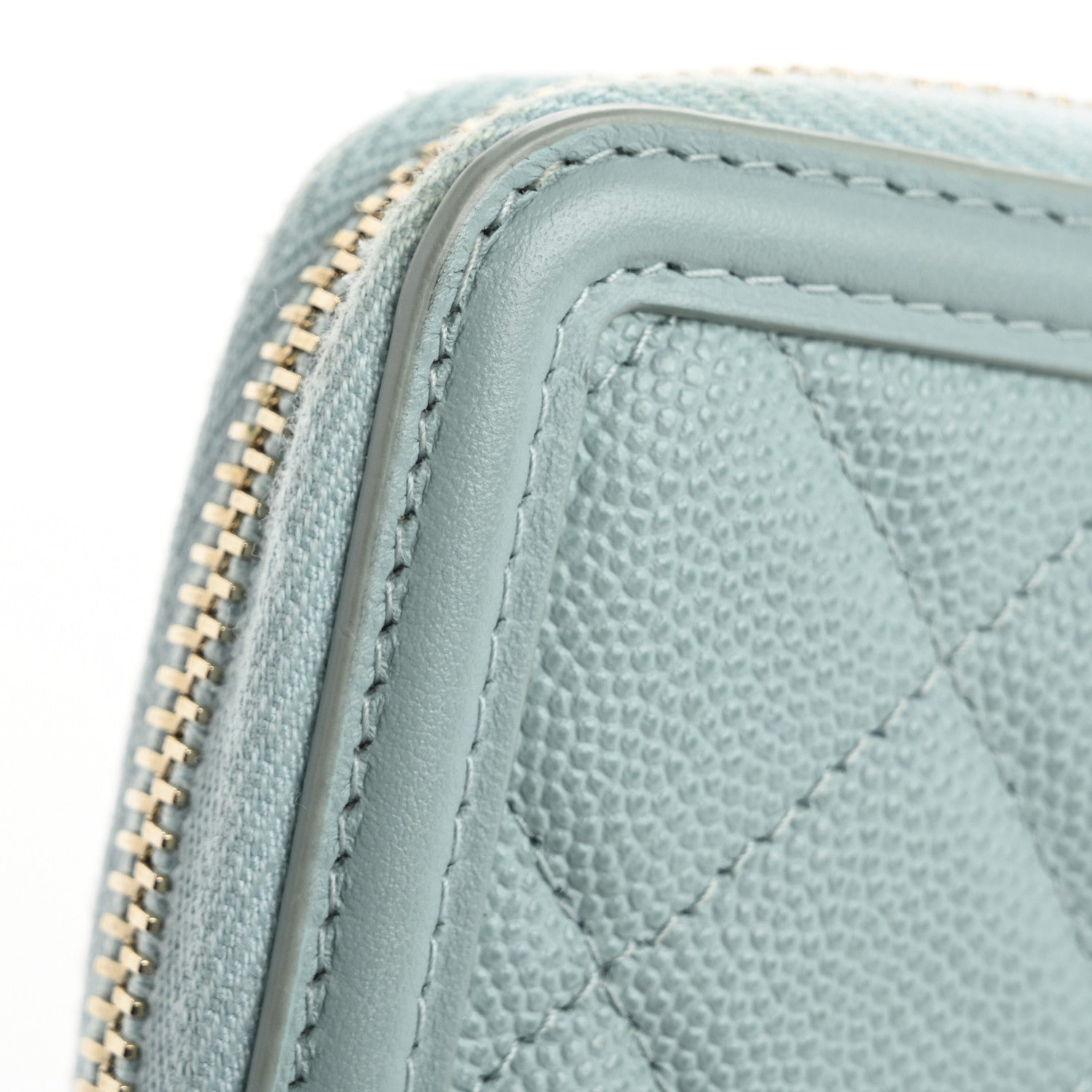 Chanel Caviar Quilted Large Filigree Zip Around Wallet Blue 12 of 13