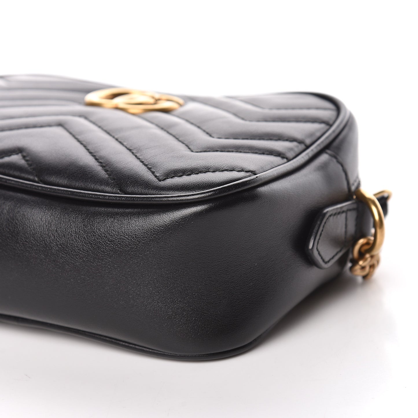 Calfskin Matelasse Mini GG Marmont Chain Shoulder Bag Black