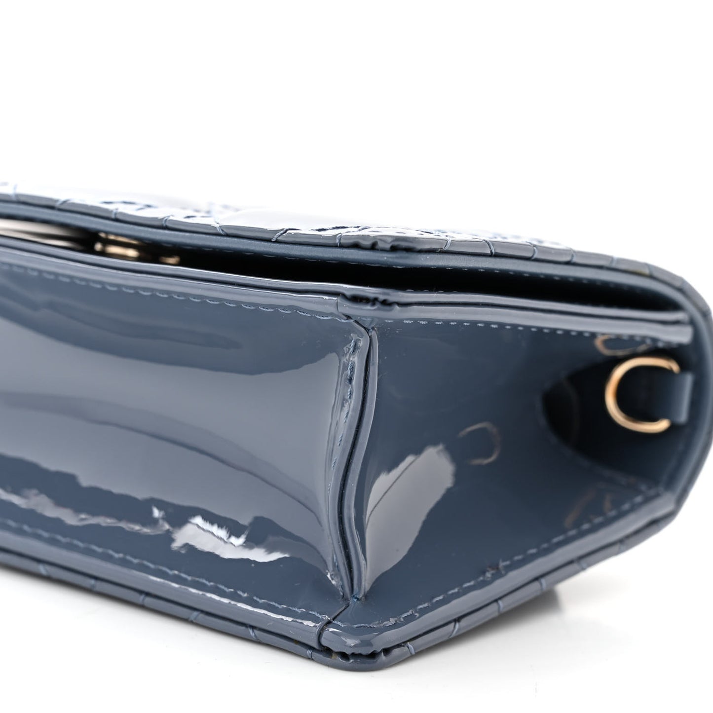 Patent Cannage Nano Lady Dior Pouch Denim