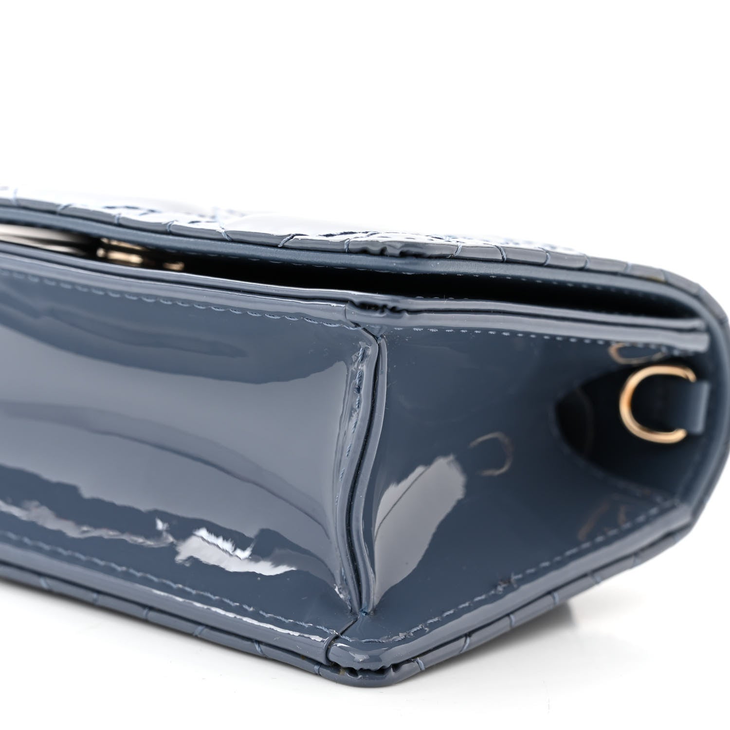Christian Dior Patent Cannage Nano Lady Dior Pouch Denim 11 of 12