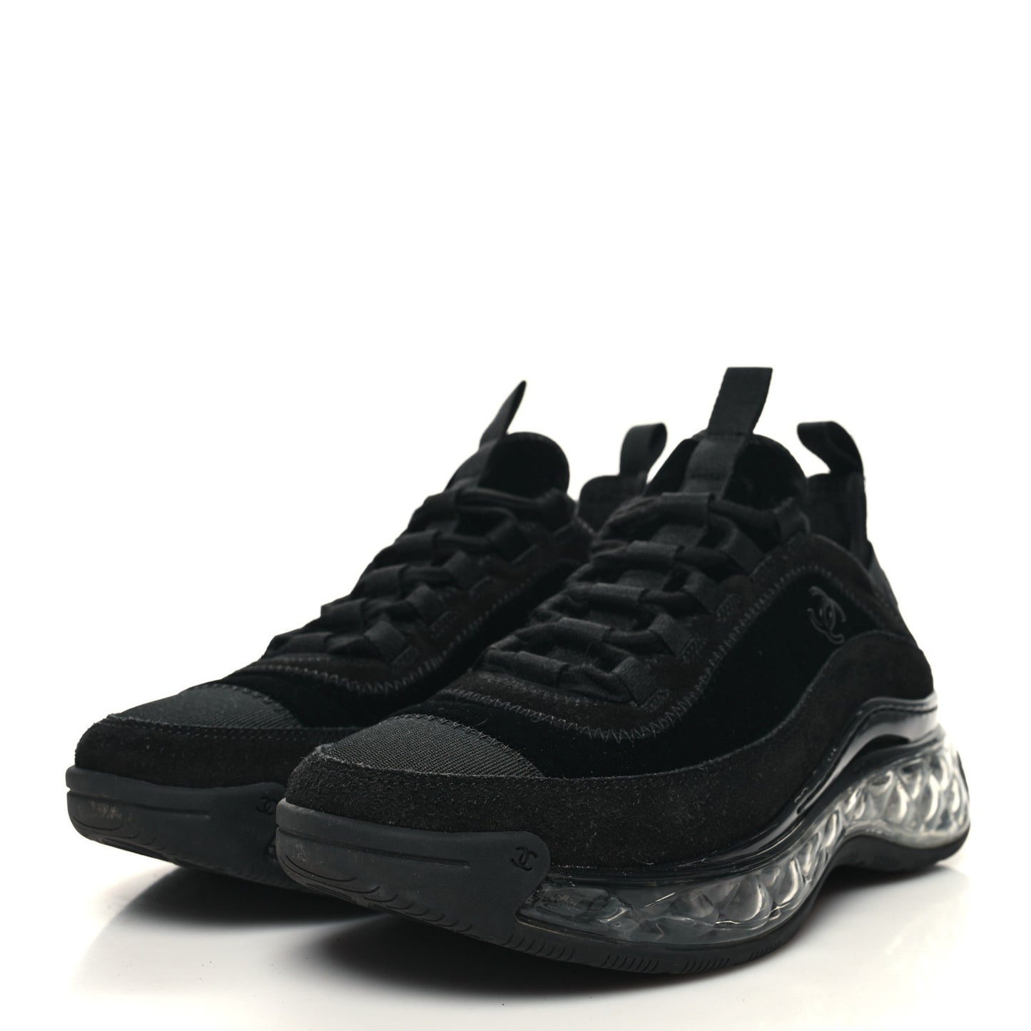 Suede Calfskin Velvet Grosgrain CC Sneakers 36.5 Black