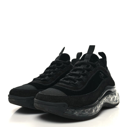 Chanel Suede Calfskin Velvet Grosgrain CC Sneakers 36.5 Black 3 of 8