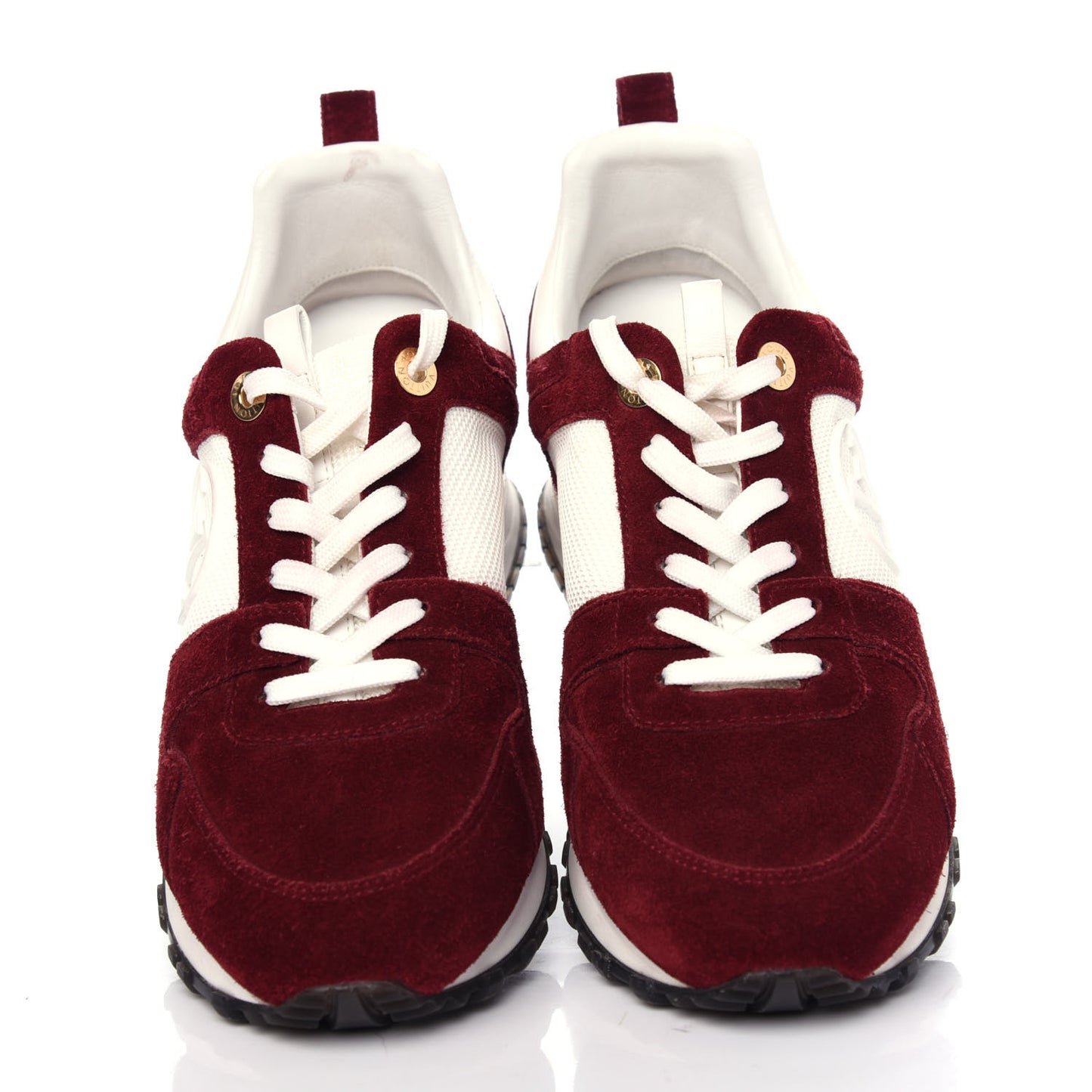 Suede Calfskin Run Away Sneakers 37.5 Burgundy White