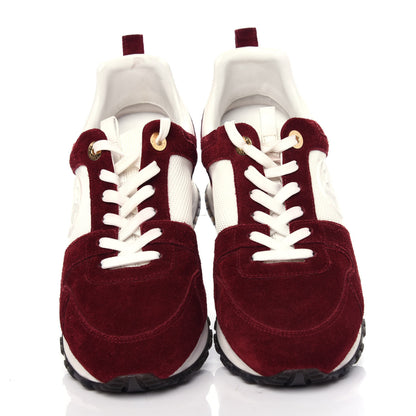 Louis Vuitton Suede Calfskin Run Away Sneakers 37.5 Burgundy White 5 of 10
