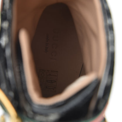 Gucci Tweed GG Monogram Lace Up Combat Ankle Boots 40 Black 8 of 10