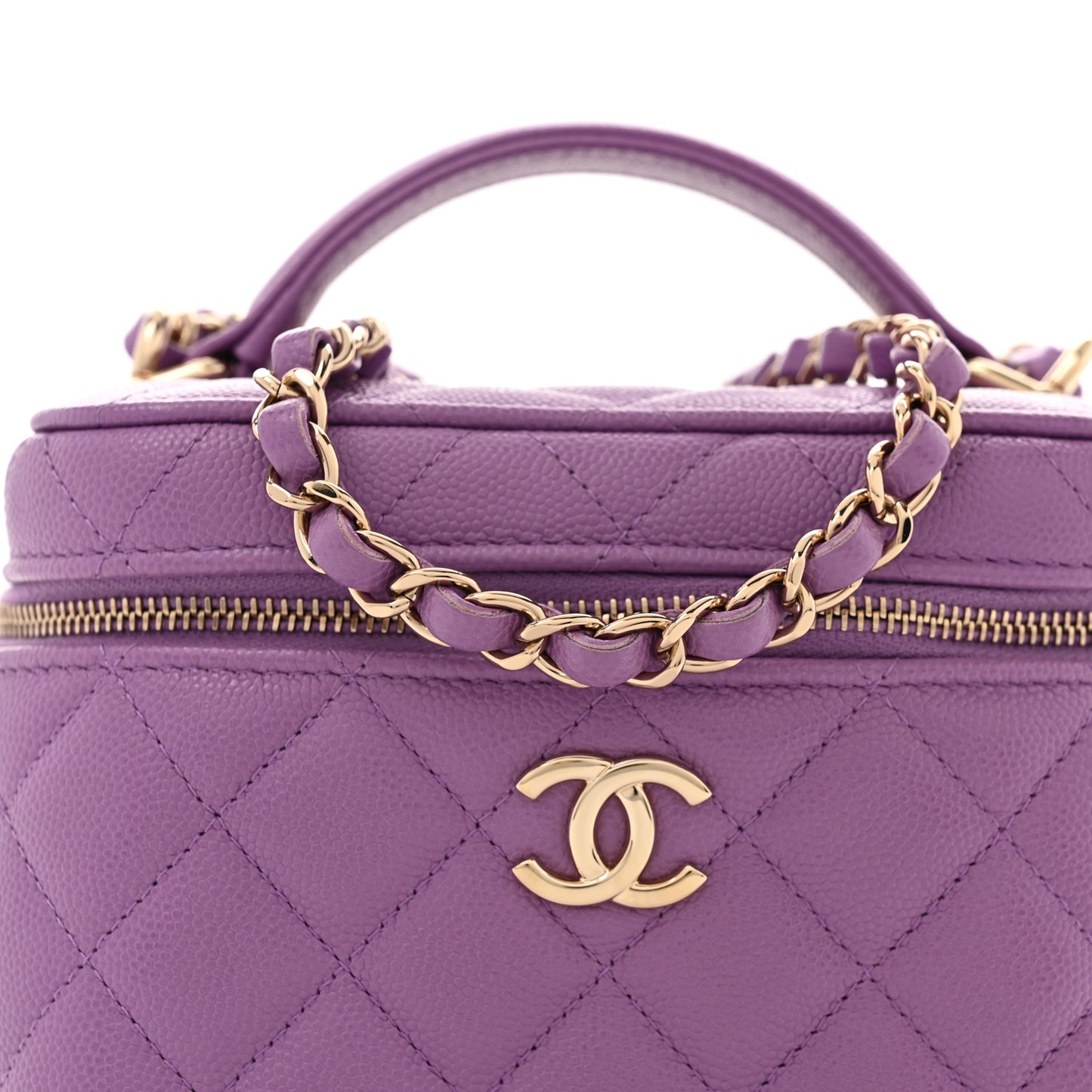 Caviar Quilted Small CC Vanity Case Purple