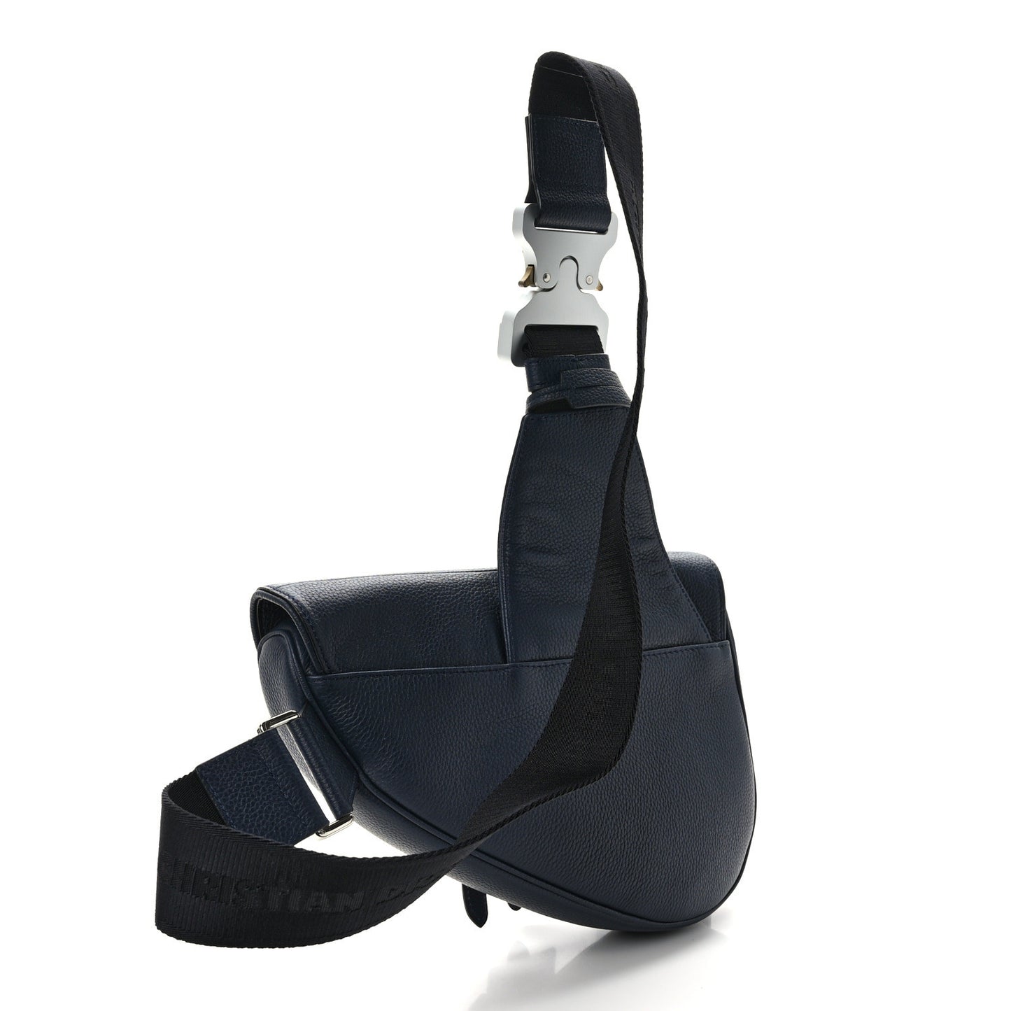 X SHAWN STUSSY Grained Calfskin Ox Head Saddle Bag Navy Blue