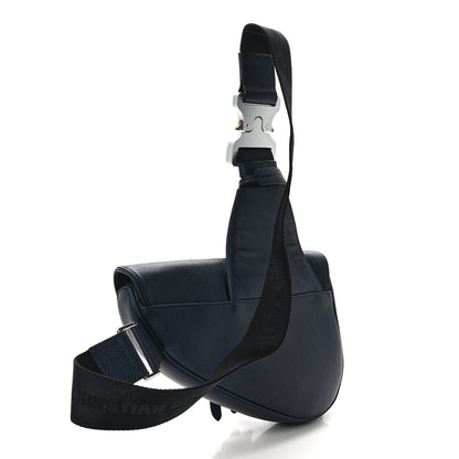 Christian Dior X SHAWN STUSSY Grained Calfskin Ox Head Saddle Bag Navy Blue 3 of 8