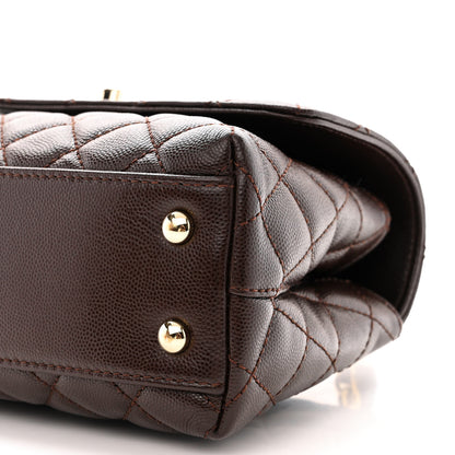 Chanel Caviar Quilted Mini Coco Handle Flap Dark Brown 10 of 10