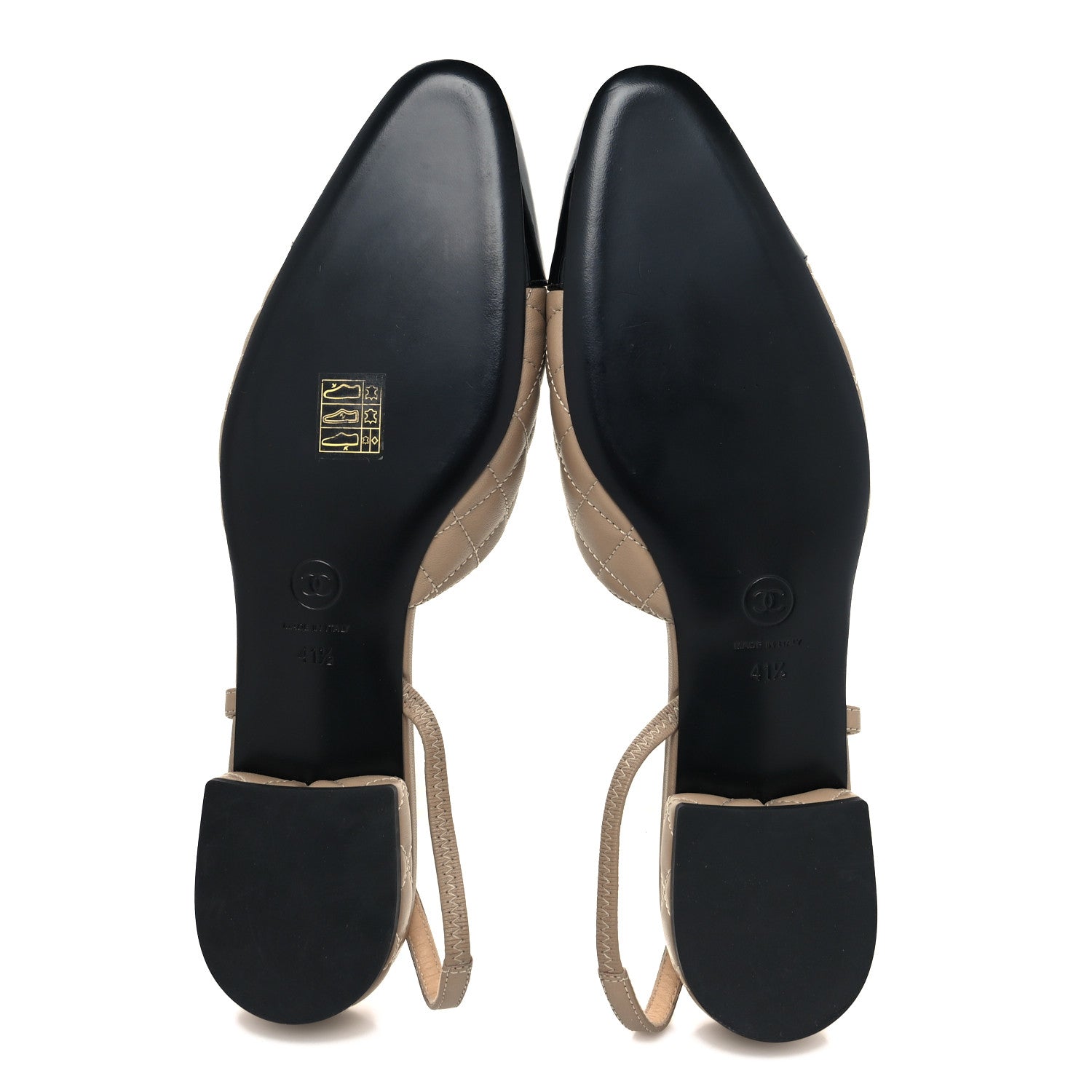 Chanel Lambskin Patent Cap Toe CC Slingback Flats Beige Black 5 of 7