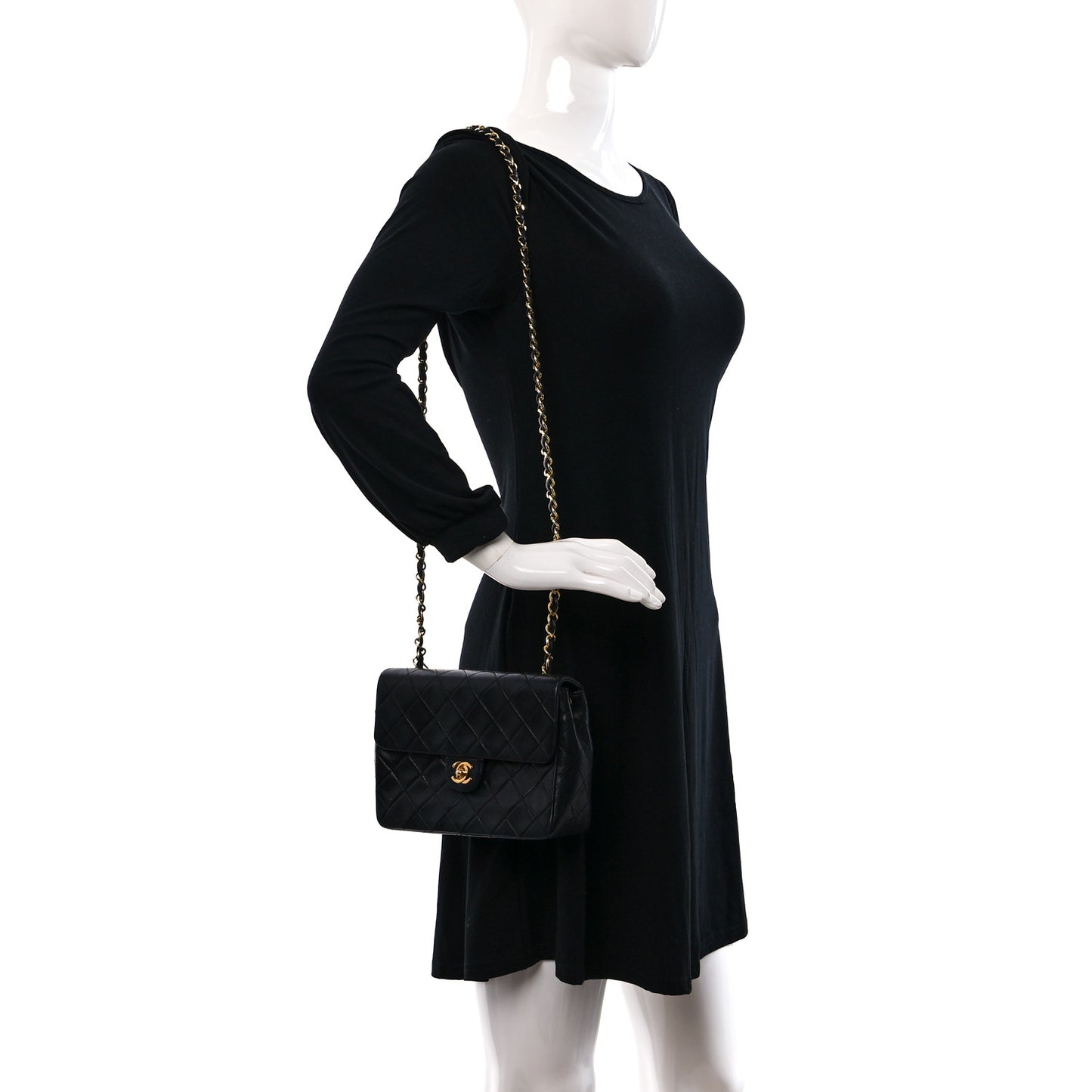 Lambskin Quilted Small Single Flap Bag Black