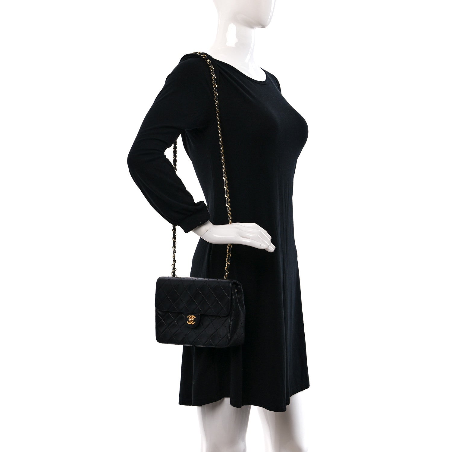 Chanel Lambskin Quilted Small Single Flap Bag Black 2 of 9