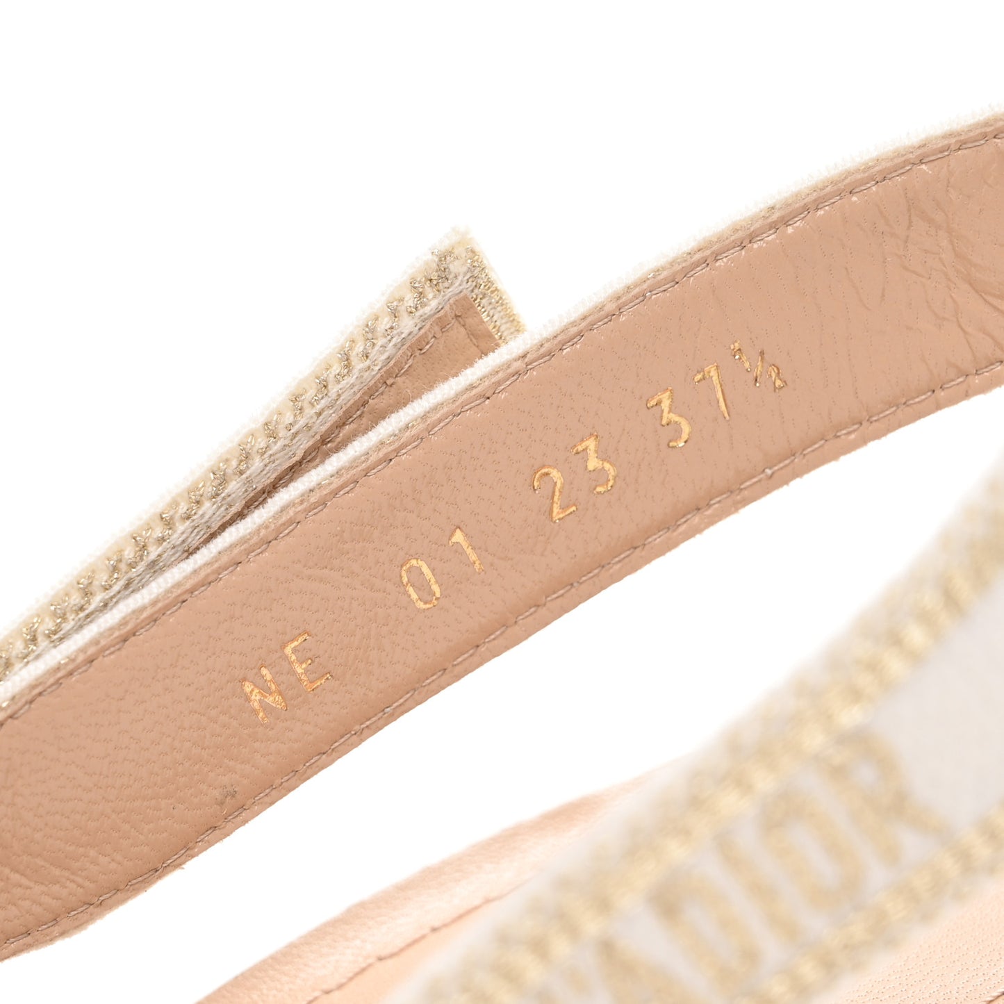 Transparent Metallic Embroidered Mesh Macrame Constantine Embroidered J'Adior Slingback 65mm Pumps 37.5 Pale Gold