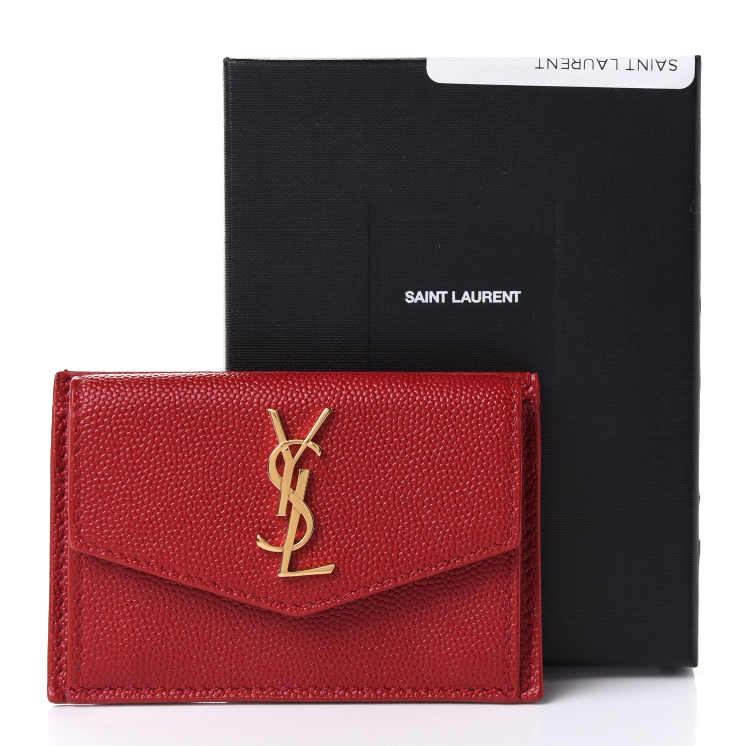 Saint Laurent Grain De Poudre Uptown Monogram Card Case Rouge Eros 7 of 7