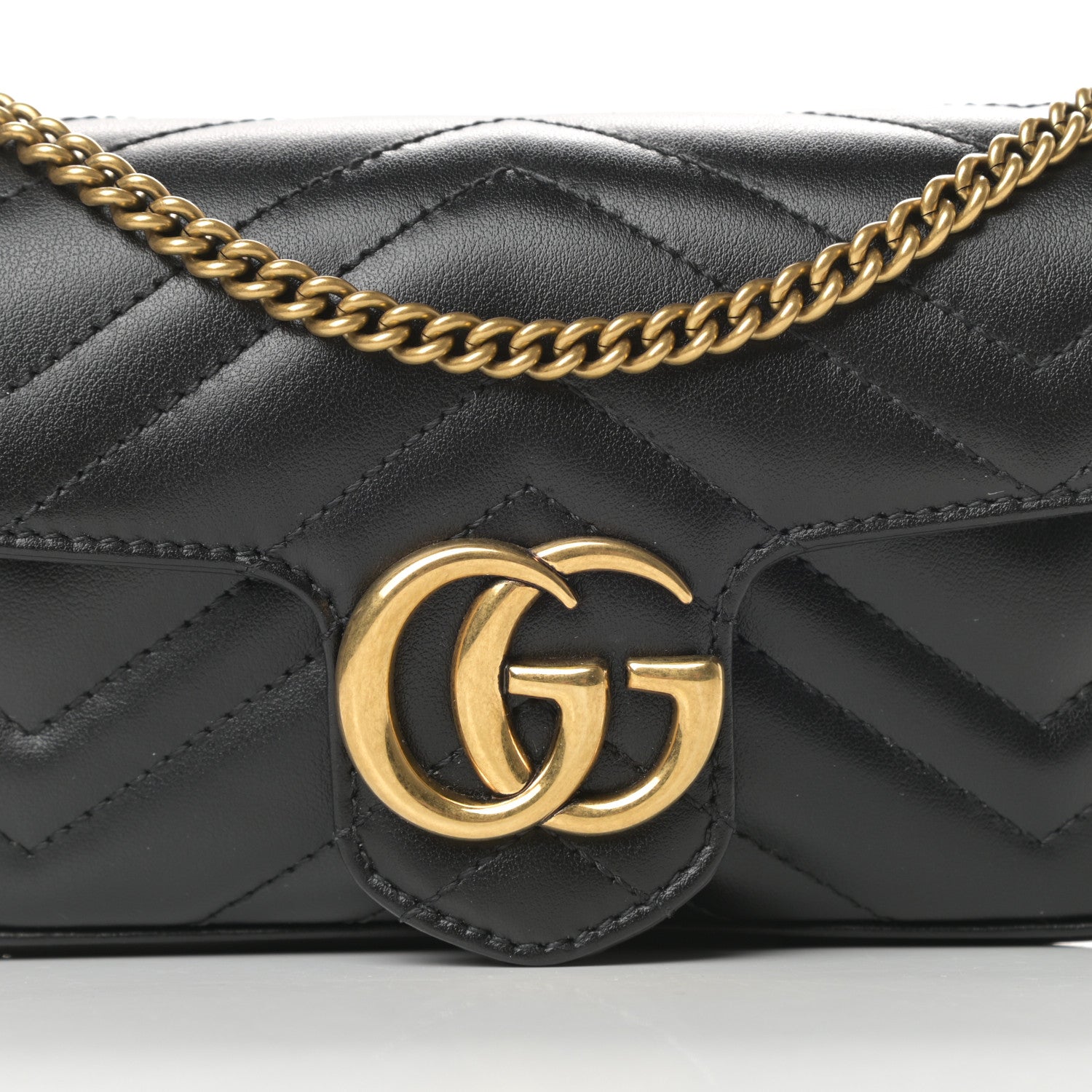 Gucci Calfskin Matelasse Super Mini GG Marmont Shoulder Bag Black 8 of 11