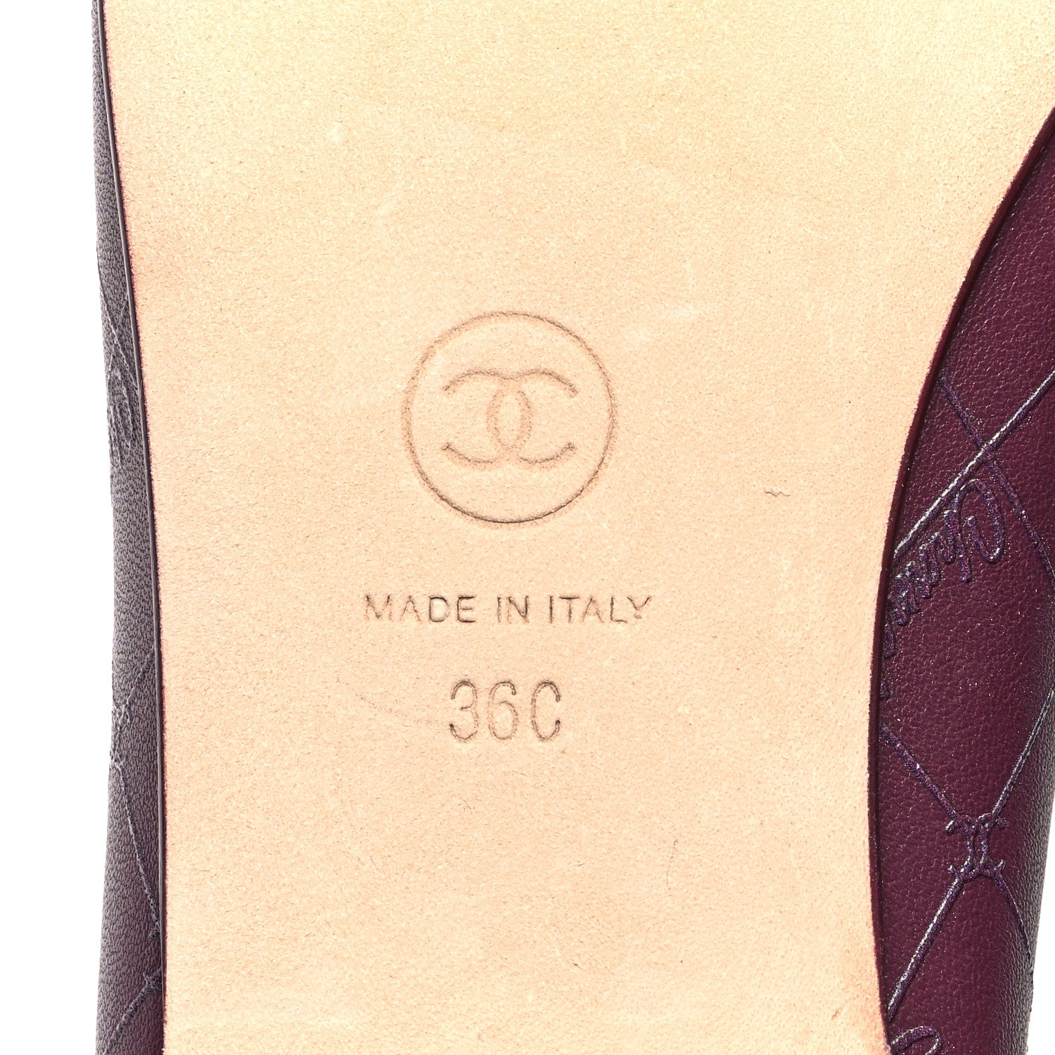 Chanel Printed Lambskin Patent CC Cap Toe Ballerina Flats 36 Burgundy Black 5 of 9