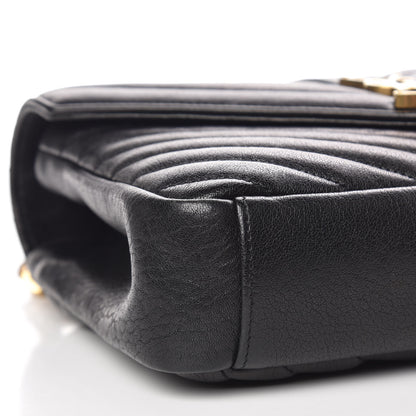 Saint Laurent Sheepskin Matelasse Chevron Monogram Medium College Bag Black 8 of 10