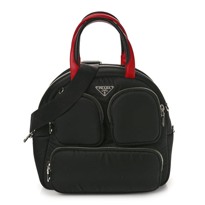 Prada Tessuto Nylon Pocket Top Handle Bag Black Fuoco 1 of 8