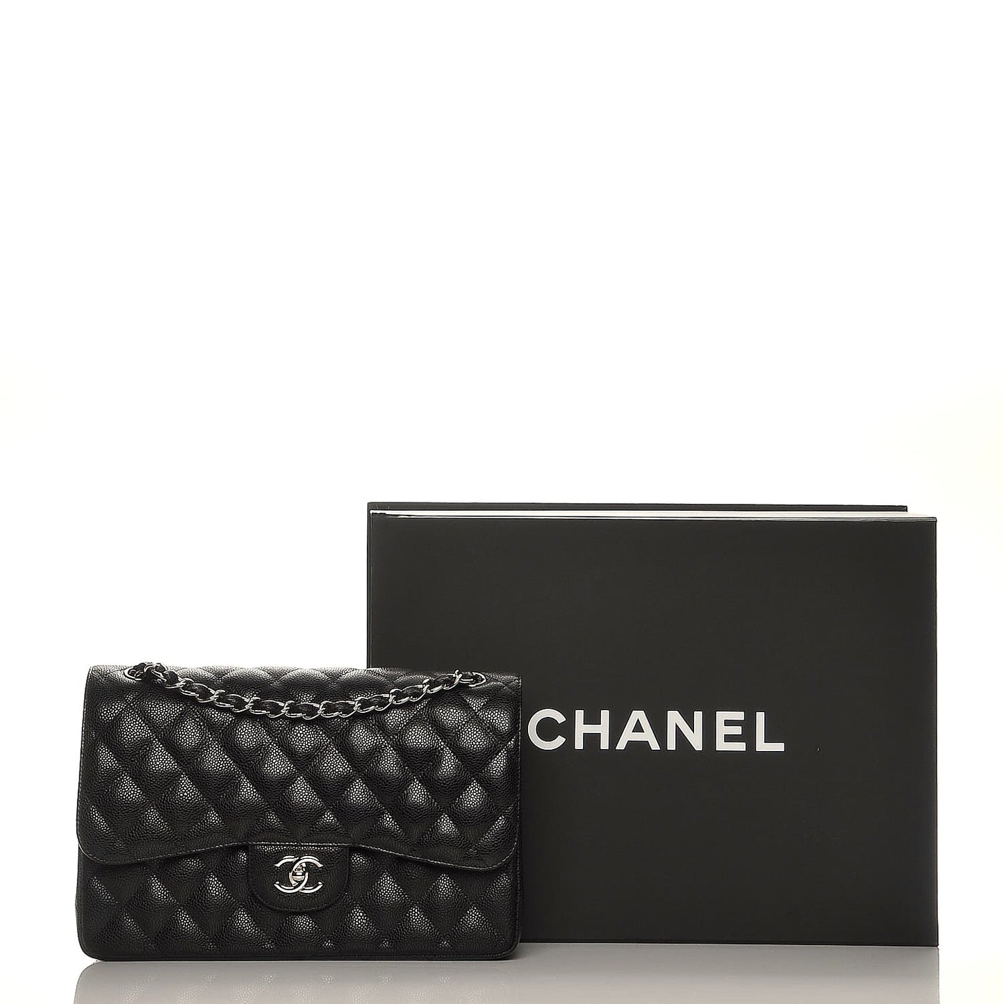 Caviar Quilted Jumbo Double Flap Black