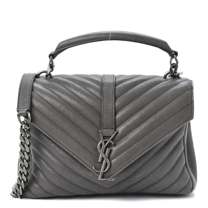 Saint Laurent Sheepskin Matelasse Chevron Monogram Medium College Bag Asphalt 1 of 13