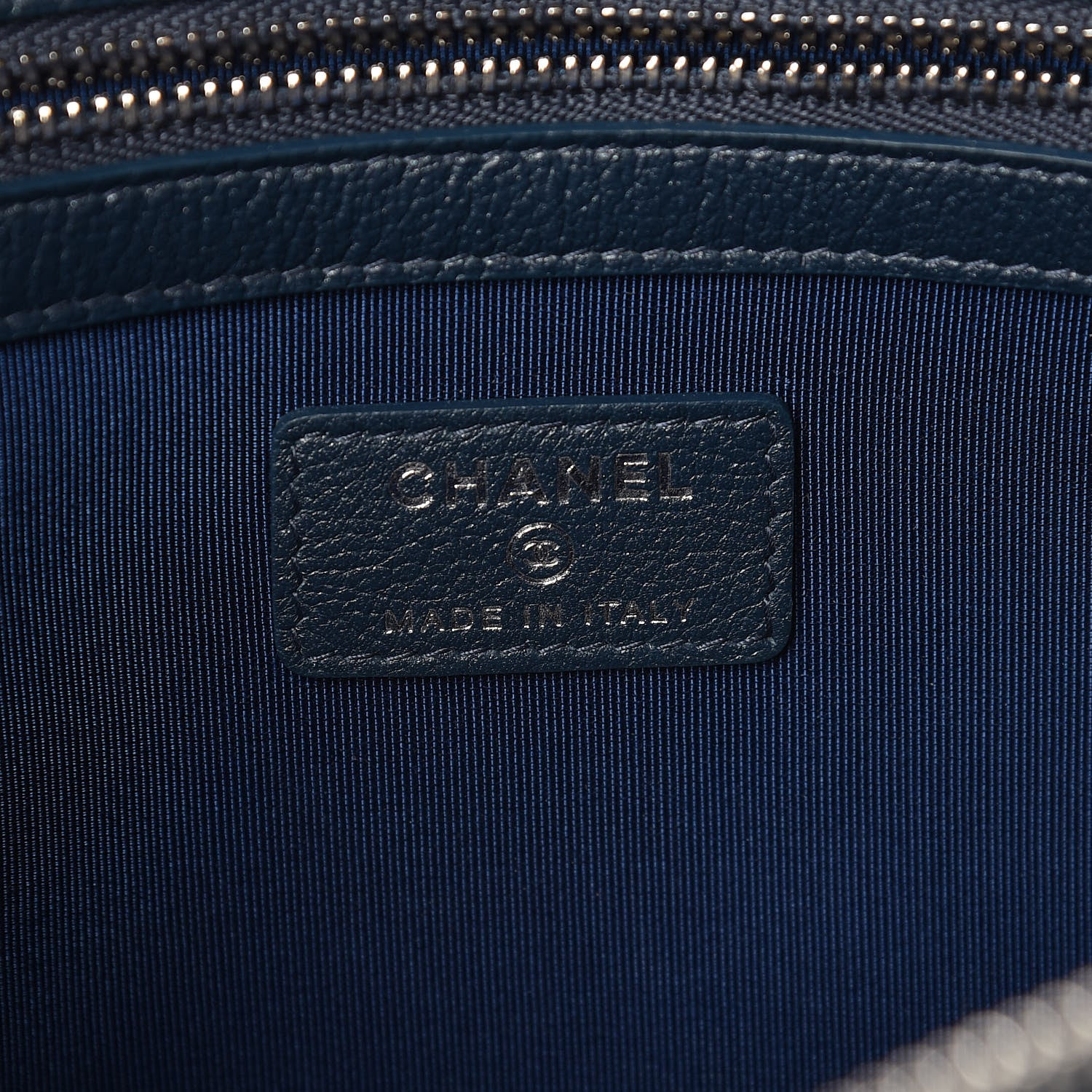 Chanel Denim Quilted Medium Cosmetic Case Blue 6 of 10
