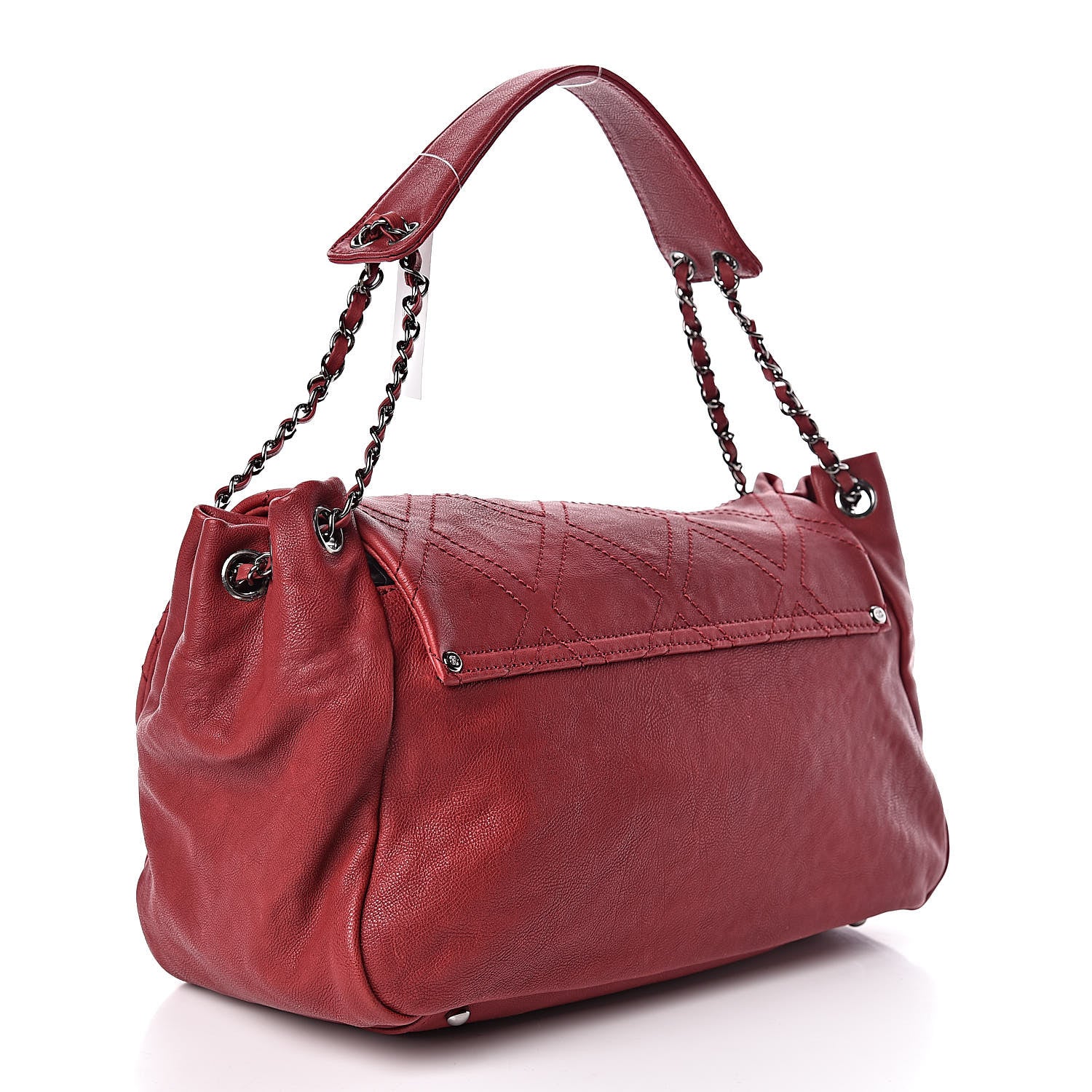 Chanel Calfskin Diamond Stitch Accordion Flap Light Bordeaux 3 of 10