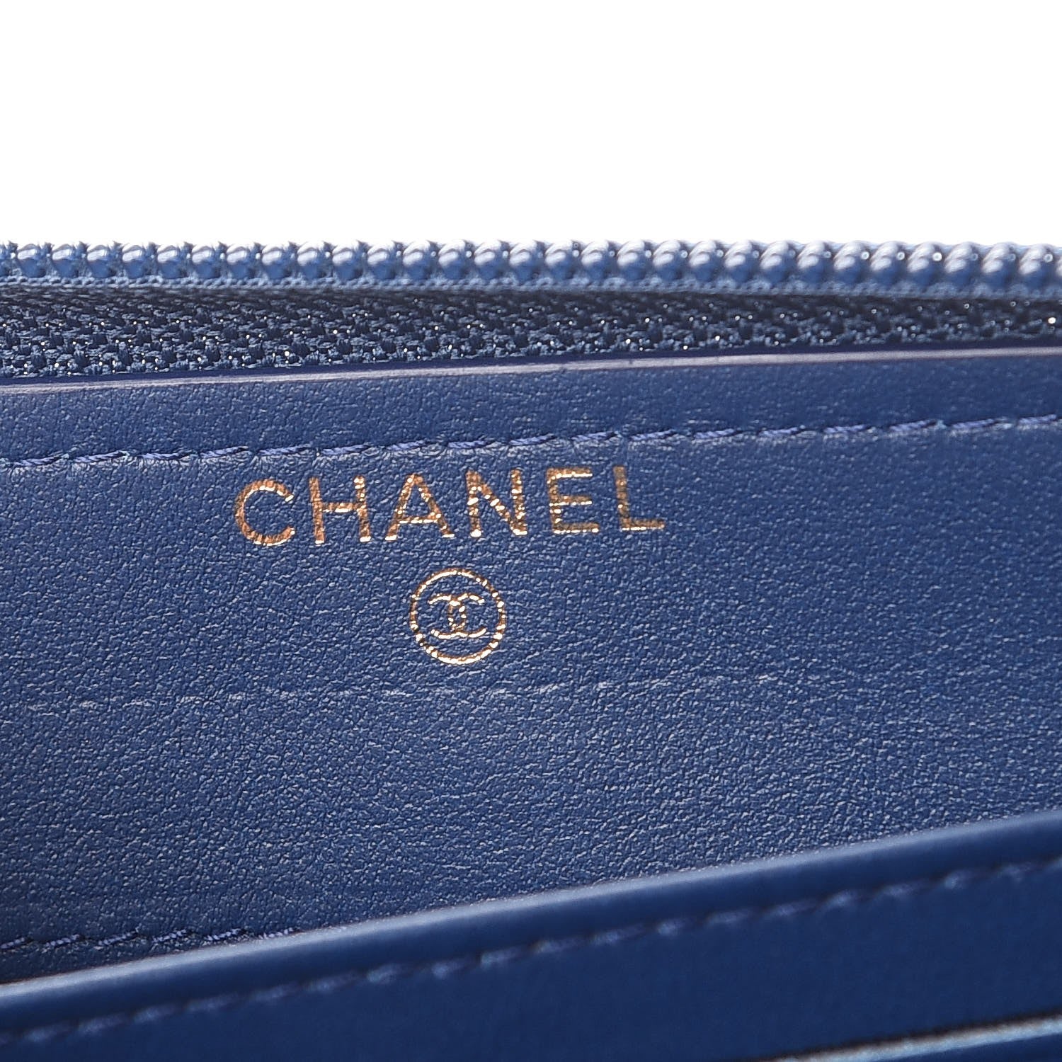 Chanel Caviar Large Zip Around Boy Wallet Blue 6 of 8