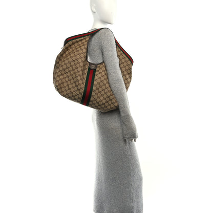 Gucci GG Monogram Web Large Giglio Tote Beige Brown 2 of 10