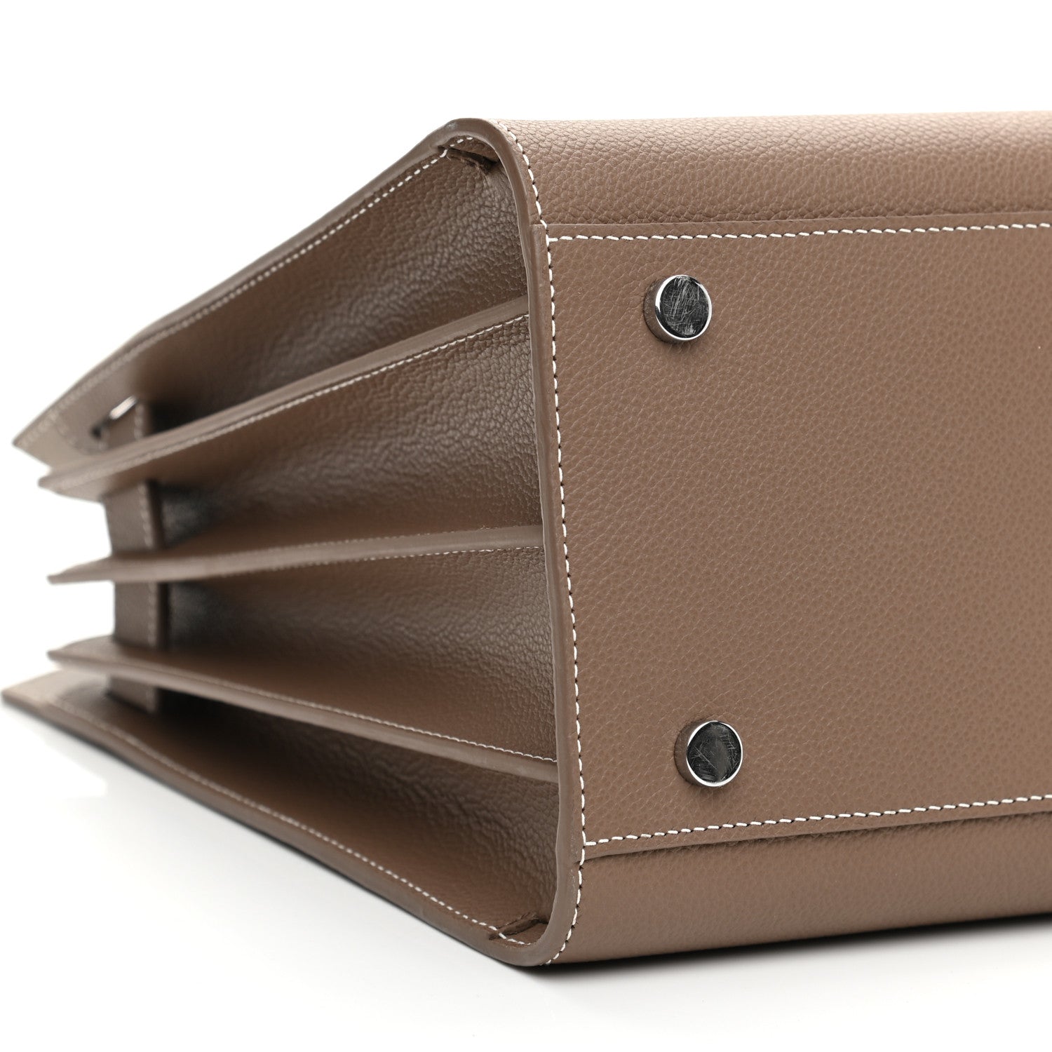 Saint Laurent Grained Calfskin Topstitch Small Classic Sac De Jour Taupe 7 of 9