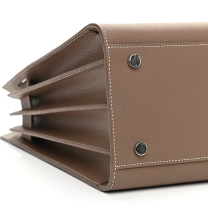 Saint Laurent Grained Calfskin Topstitch Small Classic Sac De Jour Taupe 7 of 9