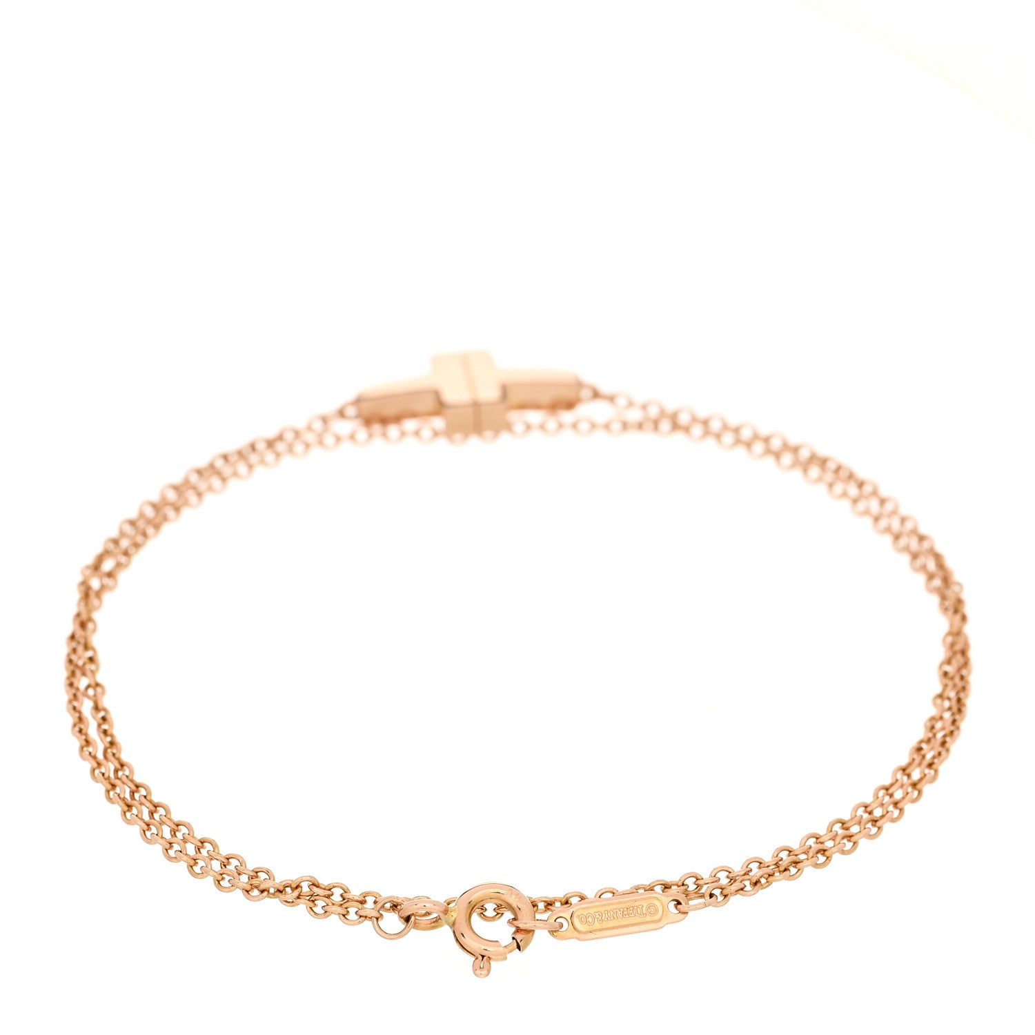 Tiffany 18K Rose Gold T Double Chain Bracelet 2 of 3