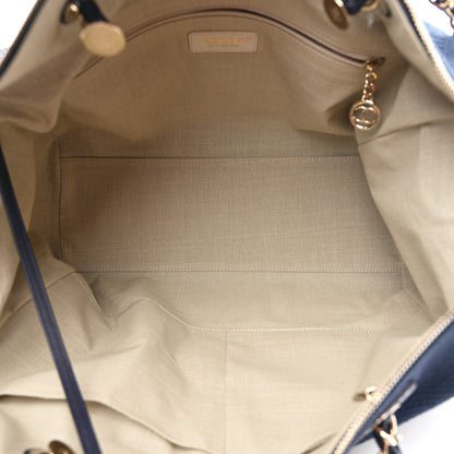Chanel Mixed Fibers Large Deauville Bowling Bag Navy Blue 5 of 10