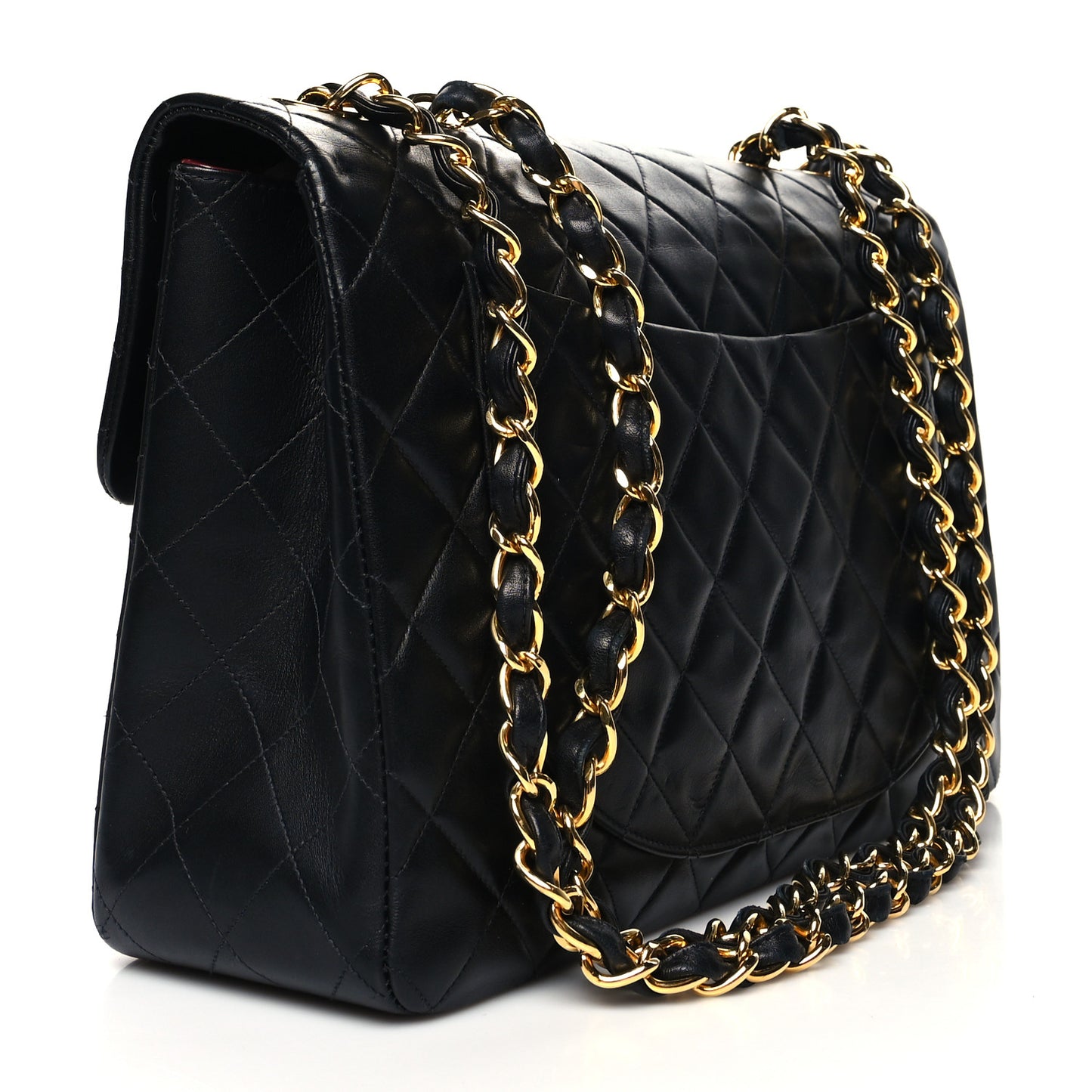 Lambskin Quilted XL Jumbo Single Flap Black