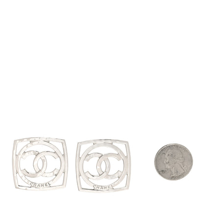Chanel Metal Square CC Earrings Silver 2 of 5