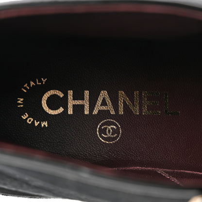 Chanel Patent Calfskin Velvet Pearl Lace Up Combat Short Boots 39.5 Black 7 of 11