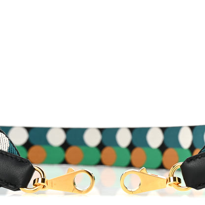 Hermes Toile Swift 50mm Sangle Flipperball Shoulder Strap Black Vert Bosphore Gold 3 of 5