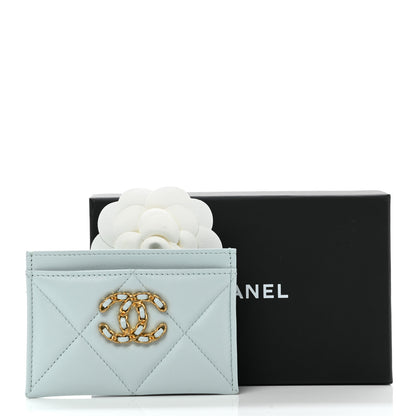 Chanel Lambskin Quilted Chanel 19 Card Holder Light Blue 9 of 9