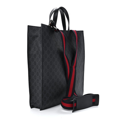 Gucci Soft GG Supreme Monogram Appia Calfskin Web Vertical Tote Black 3 of 13