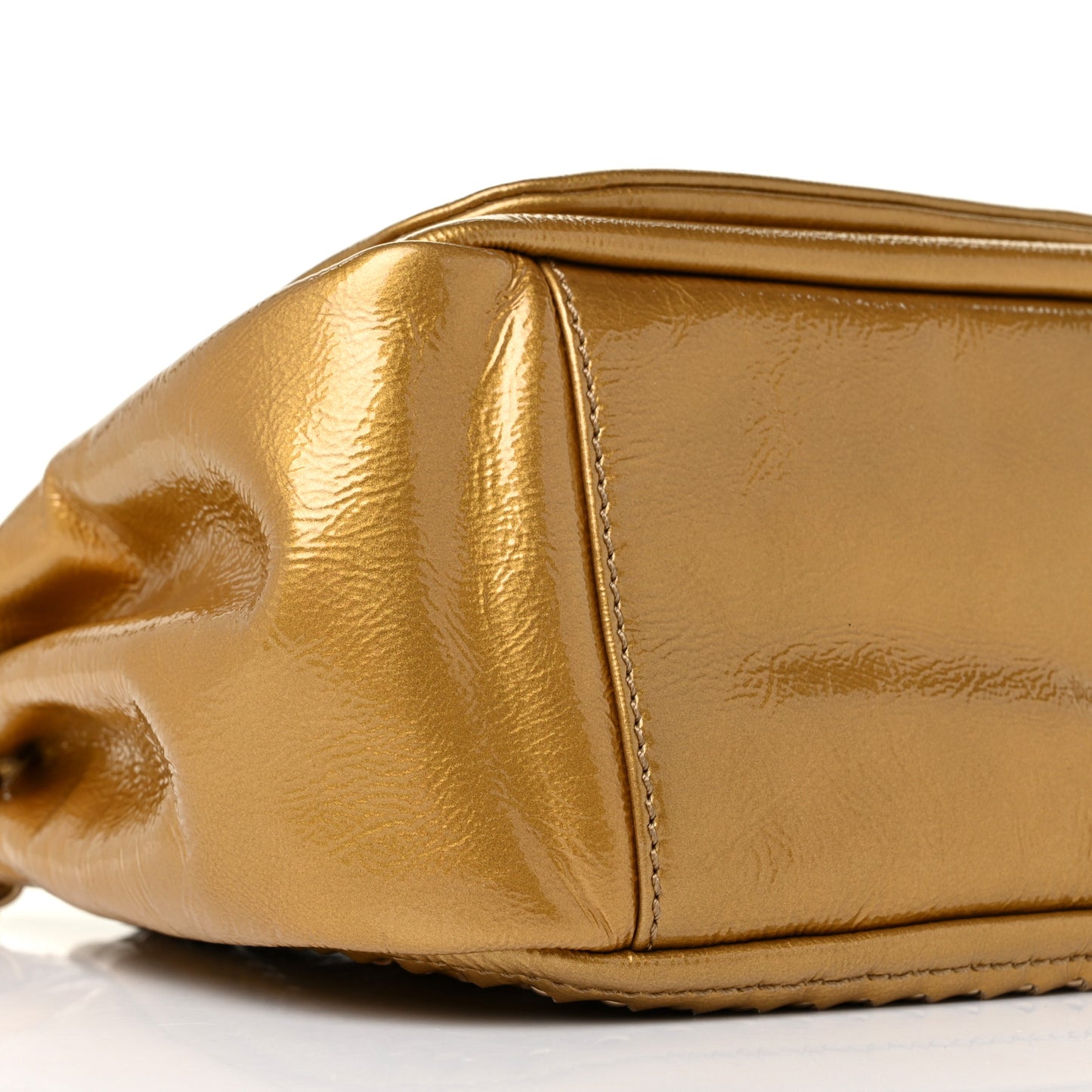 Metallic Patent Luxe Ligne Flap Gold