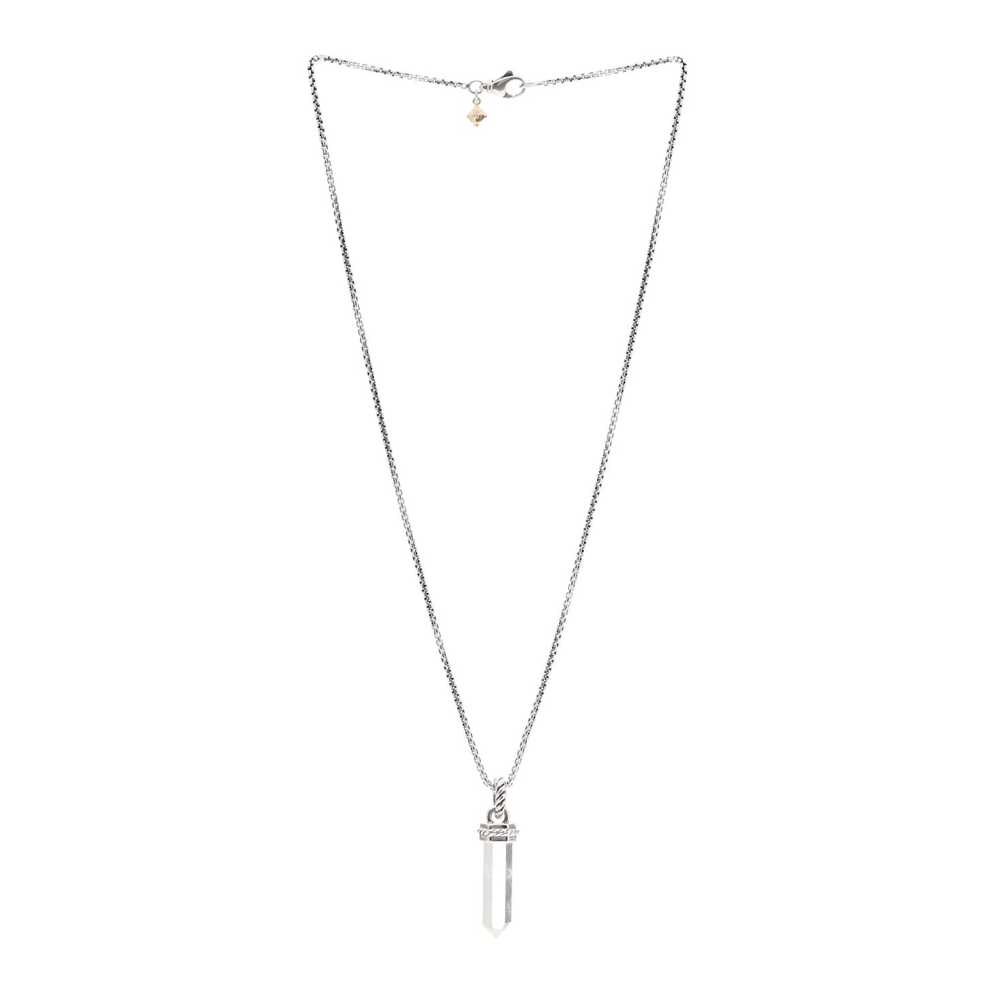 Sterling Silver 14K Yellow Gold Rock Crystal Enhancer Pendant Necklace