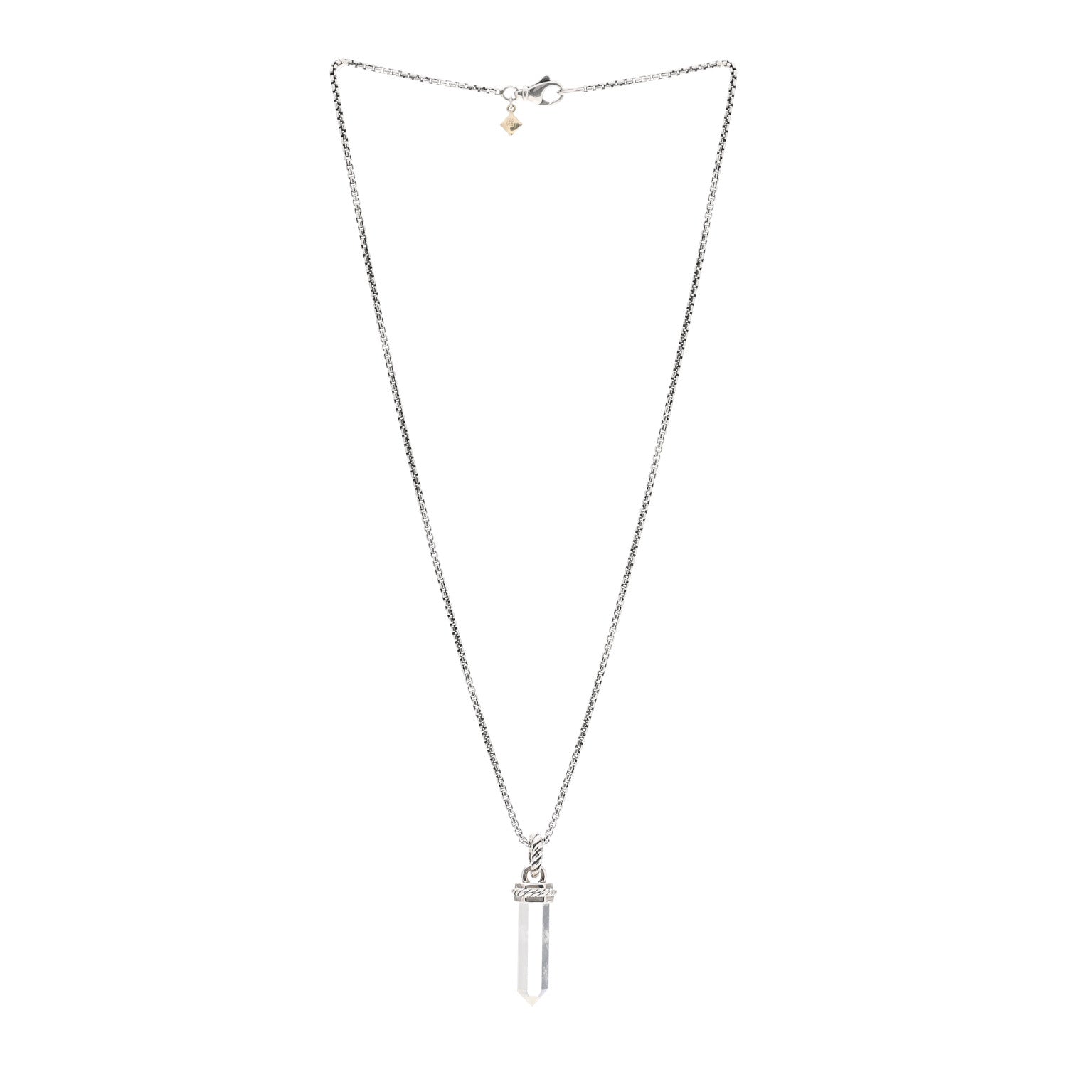 David Yurman Sterling Silver 14K Yellow Gold Rock Crystal Enhancer Pendant Necklace 3 of 4
