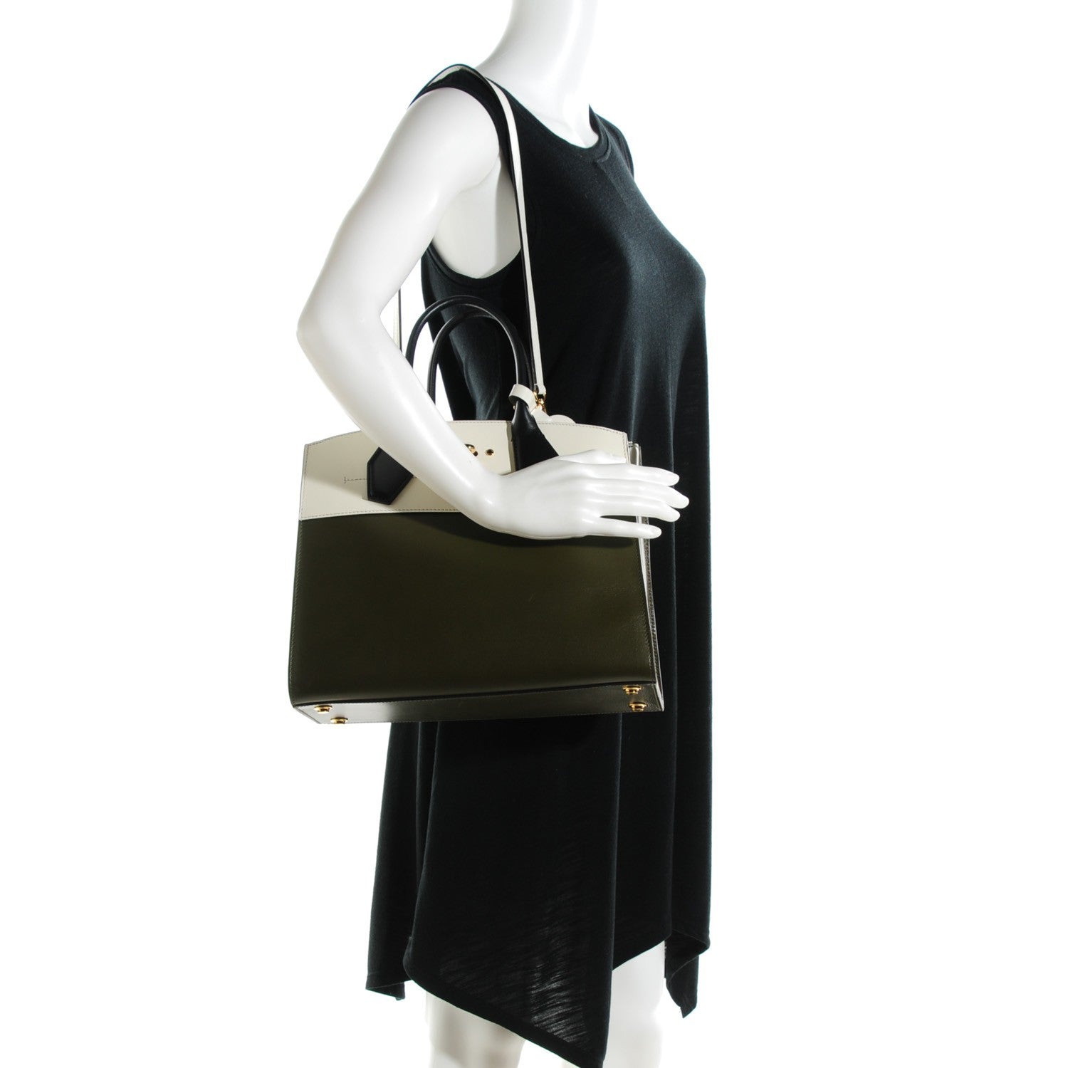 Louis Vuitton Calfskin City Steamer MM Kaki Kaki White 2 of 7